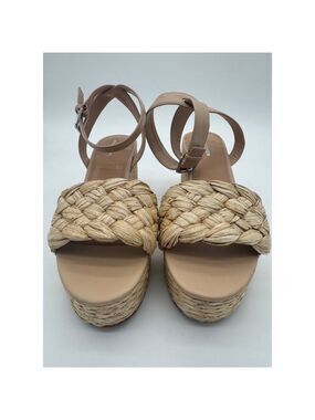 Marc Fisher Steel Jute Rafia Straw Beige Women’s platform Sandals